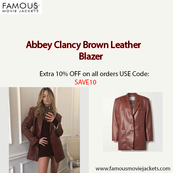 Abbey Clancy Brown Leather Blazer